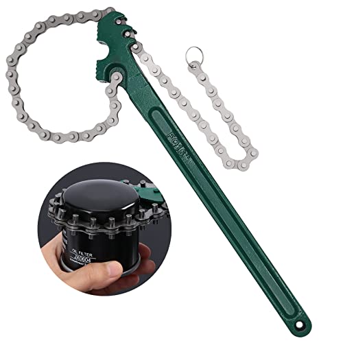 Jeemiter Heavy Duty Ratcheting Chain Wrench, 16 Inches Automotive Oil Fuel Filter Chain Wrench fits 1.5" to 8" Diameter Pliers Adjustable Removal Remover Tool - Image 1