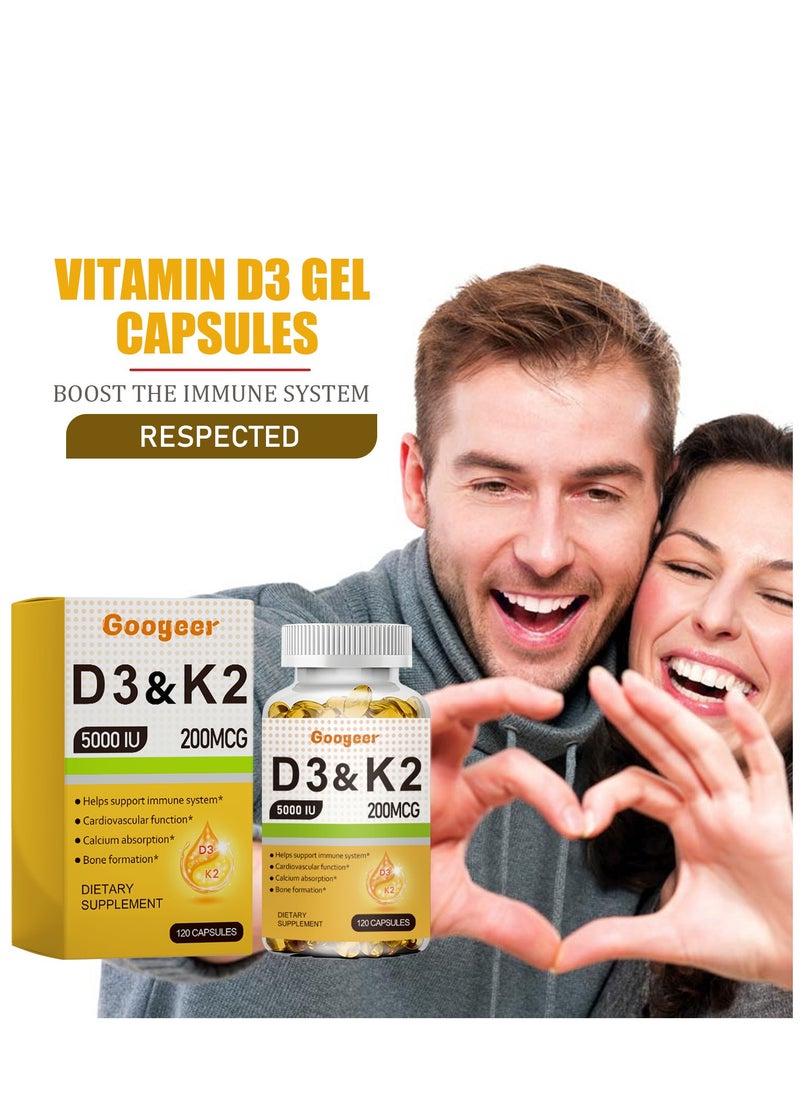 Googeer - Vitamin D3 & K2, 5,000 IU/200 mcg 120 Veg Capsules - Image 1