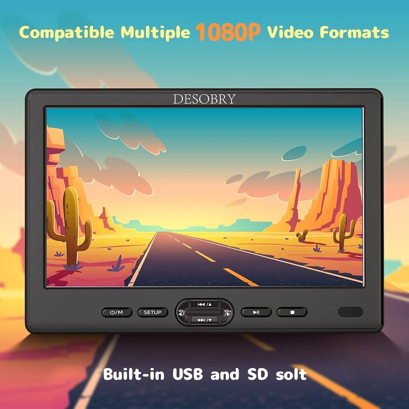 Desobry 10.5" Dual Screen Headrest Car DVD Player with HDMI Input and USB/SD Reader - Image 2