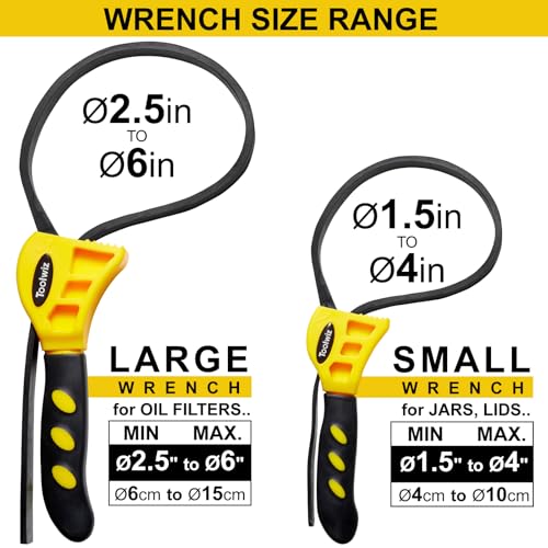 Toolwiz Rubber Strap Wrench Upgrade-2pcs Set 24 IN and 19.7 IN Length Adjustable Oil Filter Strap Wrench, Reinforced Rubber Pipe Wrench, Jar Opener for Mechanics Plumbers DIY - Image 2