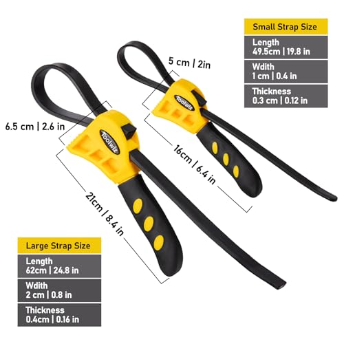 Toolwiz Rubber Strap Wrench Upgrade-2pcs Set 24 IN and 19.7 IN Length Adjustable Oil Filter Strap Wrench, Reinforced Rubber Pipe Wrench, Jar Opener for Mechanics Plumbers DIY - Image 5