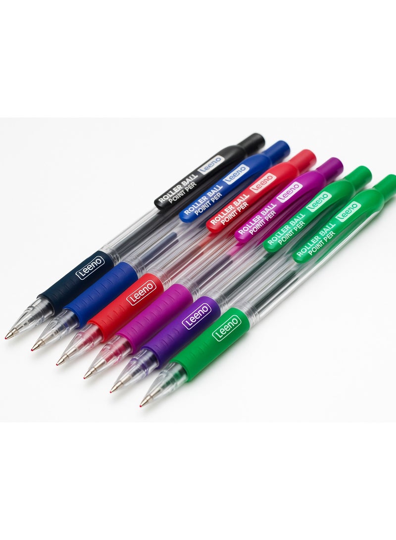 Leeno Roller Ball Point Pen Set – 5 Multicolor Gel Ink Pens, 0.7mm Smooth Writing, Perfect for School, Office & Home Use - Image 2