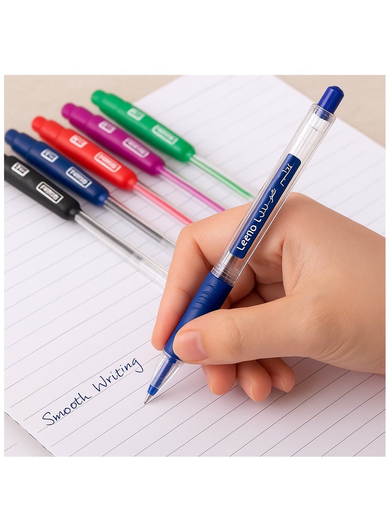 Leeno Roller Ball Point Pen Set – 5 Multicolor Gel Ink Pens, 0.7mm Smooth Writing, Perfect for School, Office & Home Use - Image 3