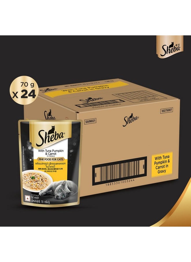 Sheba Rich Premium Adult (+1 Year) Fine Wet Cat Food, Tuna Pumpkin & Carrot In Gravy- Pack Of 24 X 70G  - Image 4