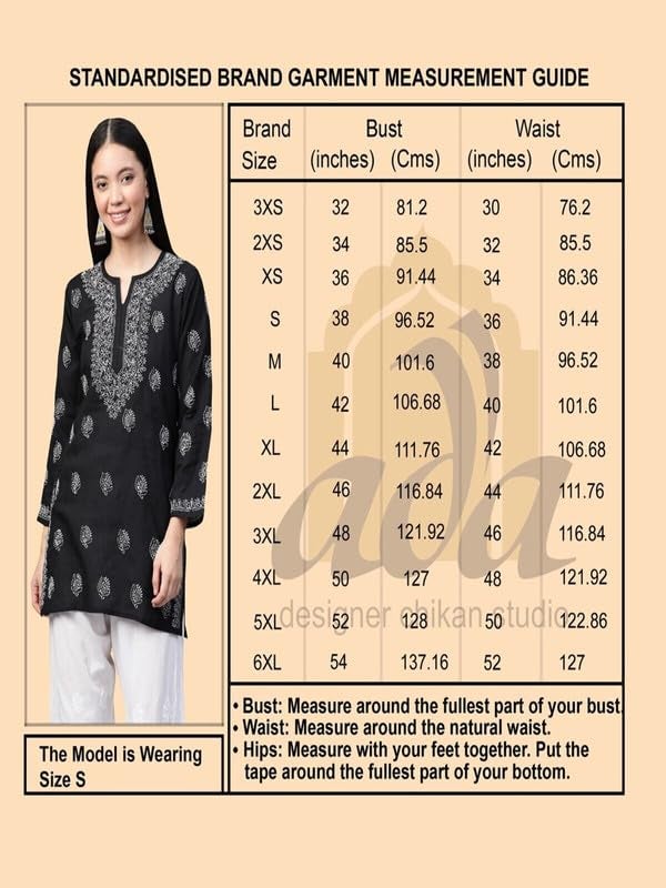 Ada Hand Embroidered Lucknowi Chikankari Cotton Straight Short Kurti Top for Women A911343 Lavender (M) - Image 3