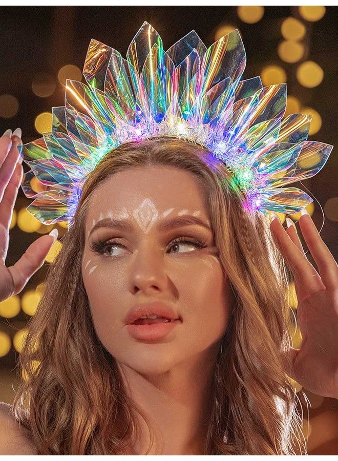 GENBREE Enbree Light Up Headband Led Flash Glowing Hair Band Laser Hair Hoop Tiara Luminous Headbands Nightclub Party Festival Headwear Costume Hair Accessories For Women And Girls  - Image 4