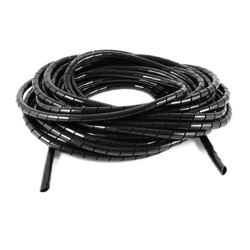 uxcell sourcing map 10Meter Long PE Polyethylene 10mm Spiral Cable Wire Wrap Tube Black