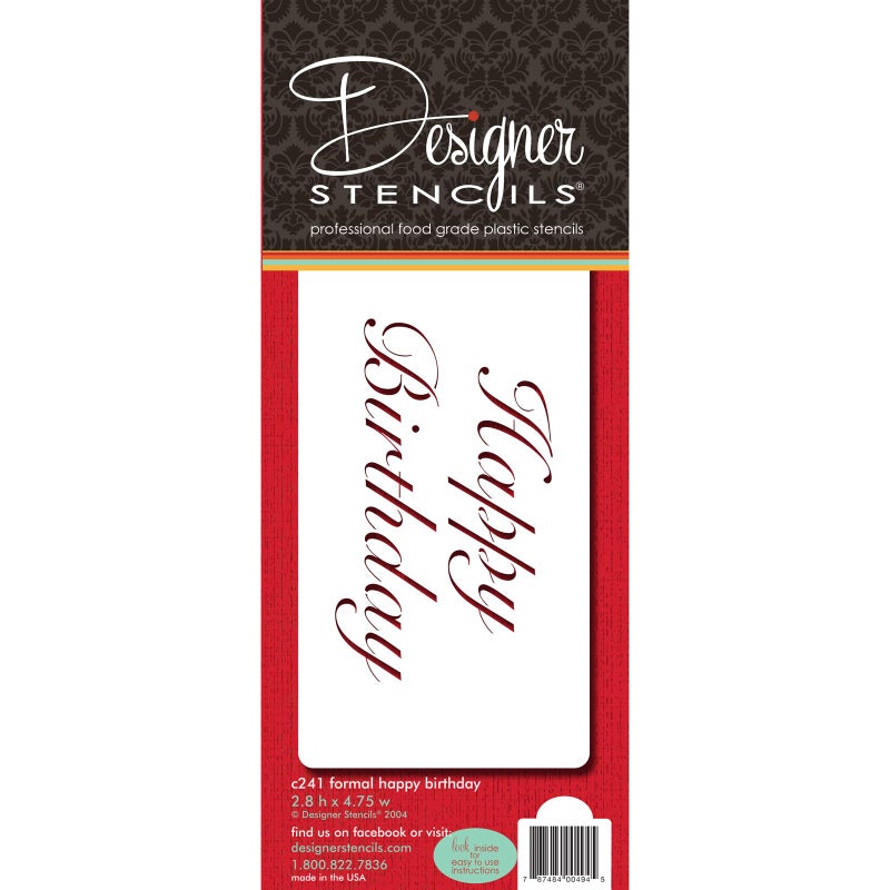Designer Stencils Fancy Happy Birthday Cake Stencil BeigeSemiTransparent