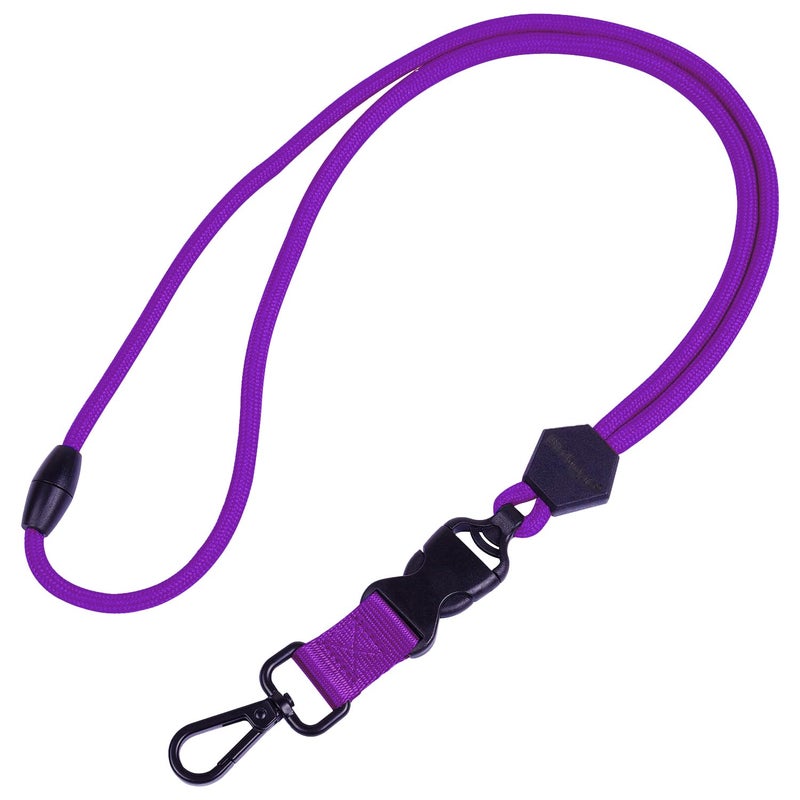 Wisdompro Breakaway Neck Lanyards, 23 inch Heavy Duty Round Cord Lanyard with Safety Breakaway Buckle, Detachable Buckle and Metal Hook for ID Card Badge Holder and Keys - Purple - Image 1