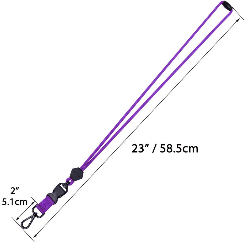 Wisdompro Breakaway Neck Lanyards, 23 inch Heavy Duty Round Cord Lanyard with Safety Breakaway Buckle, Detachable Buckle and Metal Hook for ID Card Badge Holder and Keys - Purple - Image 2