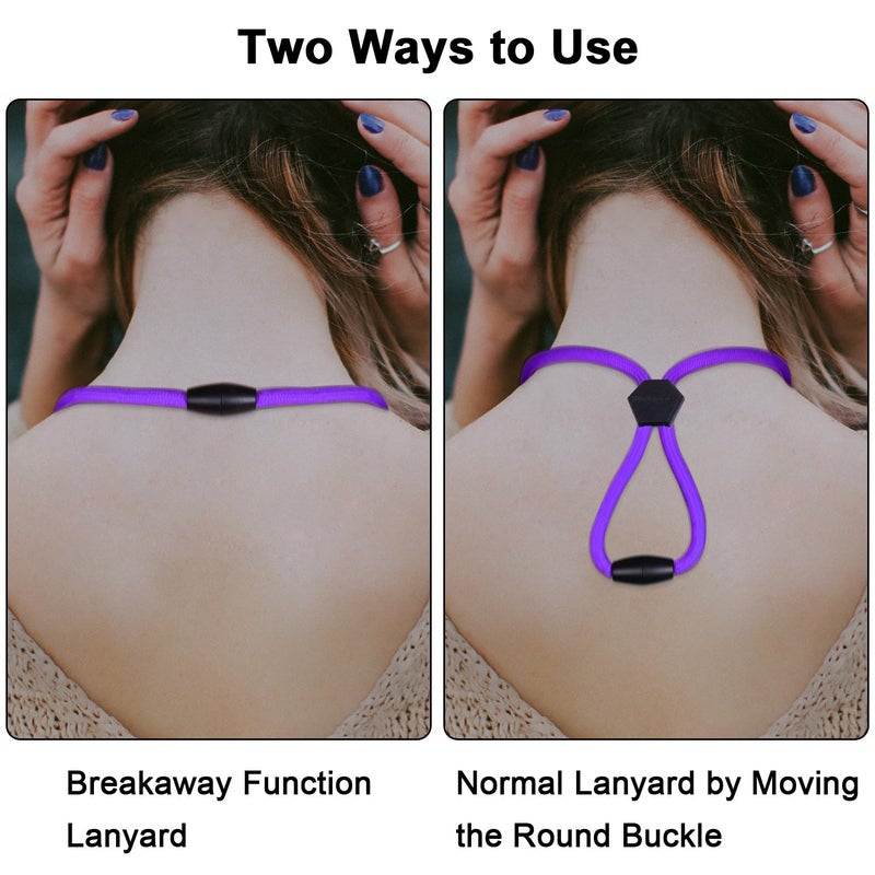 Wisdompro Breakaway Neck Lanyards, 23 inch Heavy Duty Round Cord Lanyard with Safety Breakaway Buckle, Detachable Buckle and Metal Hook for ID Card Badge Holder and Keys - Purple - Image 5