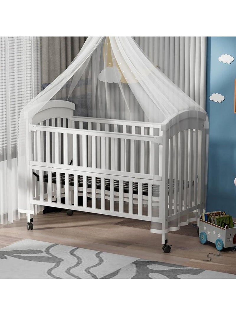 BABYCARA Wooden Babies Bed with Elegant Design With Iron Base 3 Heights and Mosquito Net High Quality Wood For 0-4 Years 120x60cm  - Image 1