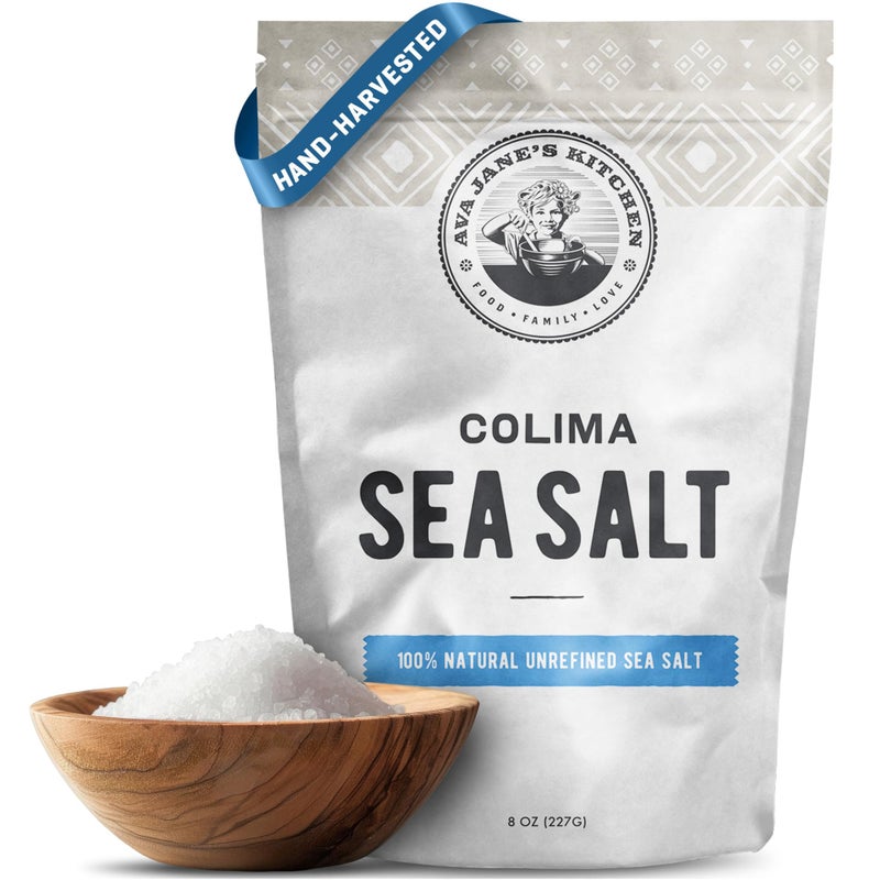 Ava Jane's Kitchen - Colima Coarse Sea Salt - 100% Unrefined, Natural, and Hand-Harvested - Protects Heart - Shapes Figure - Boosts Mood, 227 Servings - Image 1