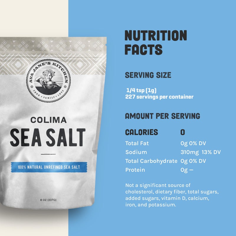 Ava Jane's Kitchen - Colima Coarse Sea Salt - 100% Unrefined, Natural, and Hand-Harvested - Protects Heart - Shapes Figure - Boosts Mood, 227 Servings - Image 2