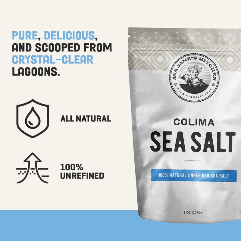 Ava Jane's Kitchen - Colima Coarse Sea Salt - 100% Unrefined, Natural, and Hand-Harvested - Protects Heart - Shapes Figure - Boosts Mood, 227 Servings - Image 3