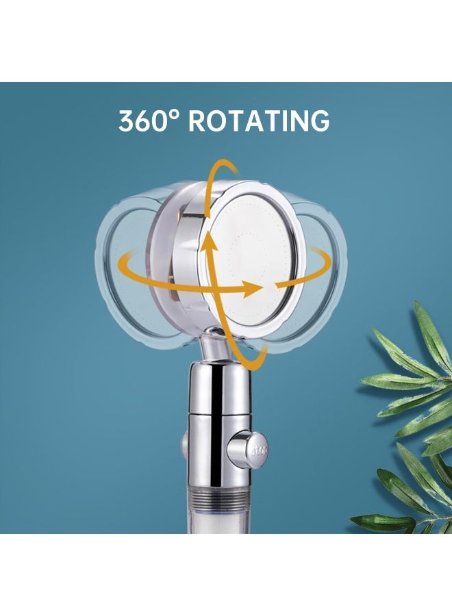 Handheld Shower Head, Handheld Turbocharged Fan Shower Head, High Pressure Water Saving, Pause Button, Filter Element, Rotate 360 Degrees, Adjust the Water Volume, Easy to Install - Image 5