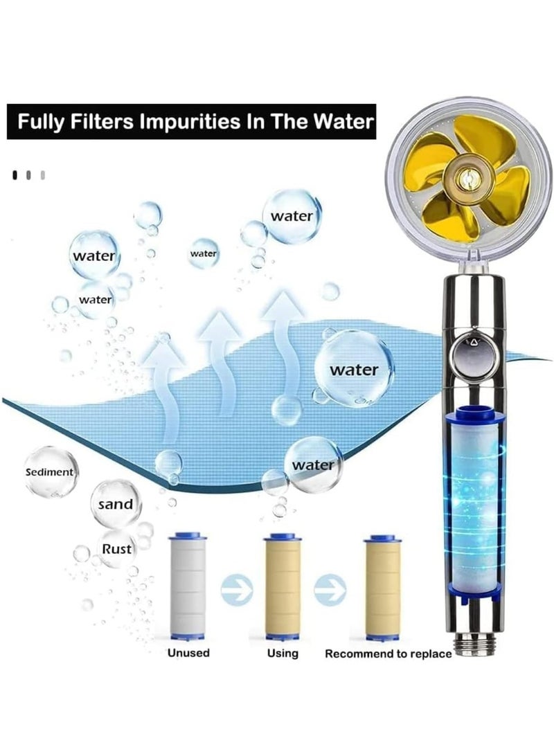 Handheld Shower Head, Handheld Turbocharged Fan Shower Head, High Pressure Water Saving, Pause Button, Filter Element, Rotate 360 Degrees, Adjust the Water Volume, Easy to Install - Image 3