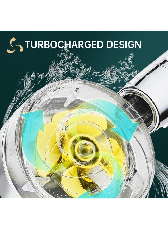 Handheld Shower Head, Handheld Turbocharged Fan Shower Head, High Pressure Water Saving, Pause Button, Filter Element, Rotate 360 Degrees, Adjust the Water Volume, Easy to Install - Image 4
