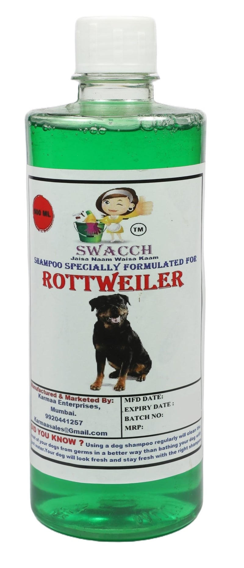 swacch Shampoo | Puppy Safe Shampoo | PH Balanced | Ditch to Itch for Rottweiler Dog Shampoo 500ml (Neem Alovera) + Spike Ball Chew Toy Combo Pack - Image 2
