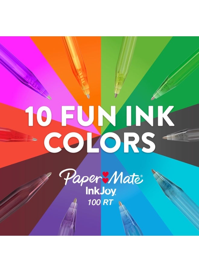 Paper Mate أقلام حبر باللون الجاف من بيبر ميت إنك جوي 100RT، قابلة للسحب، نقطة متوسطة (1.0 مم)، متنوعة، 20 قطعة - Image 4