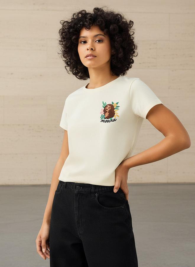 SP Characters Cotton T shirt with Moana Embroidery - Image 1
