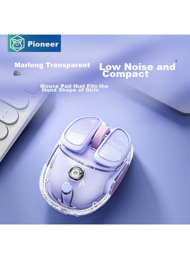 Eweadn Q9 Potato Wireless Bluetooth Dual-mode Transparent Mouse, Rechargeable Gaming Mouse For Pc And Laptop, Low-profile, Lightweight, Rgb Lighting Effects, Ice Purple - Image 1