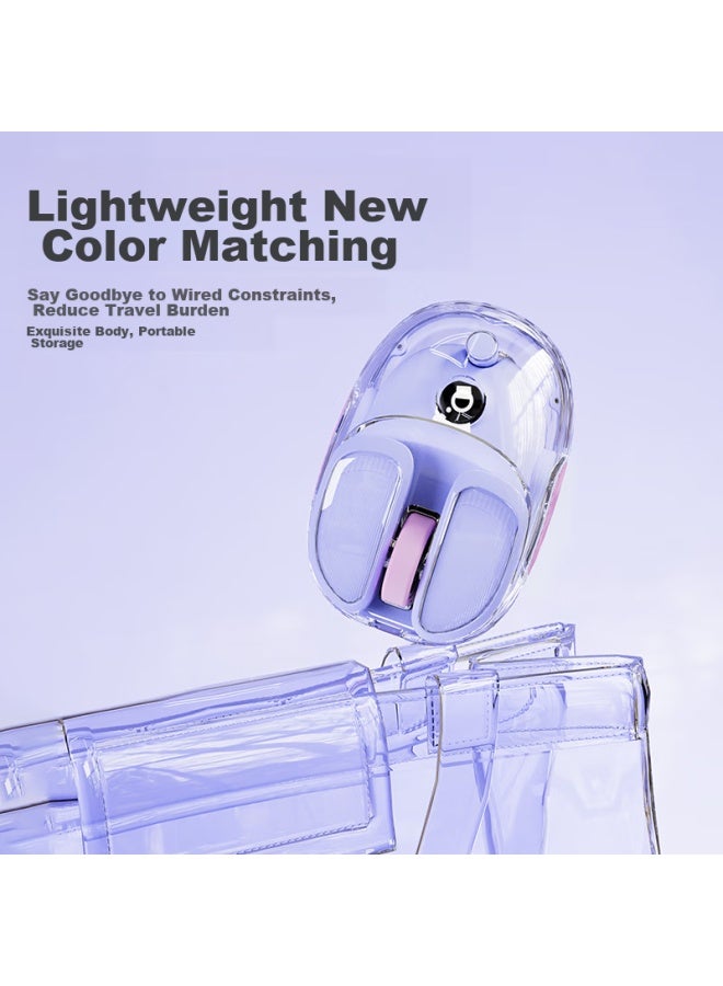 Eweadn Q9 Potato Wireless Bluetooth Dual-mode Transparent Mouse, Rechargeable Gaming Mouse For Pc And Laptop, Low-profile, Lightweight, Rgb Lighting Effects, Ice Purple - Image 3