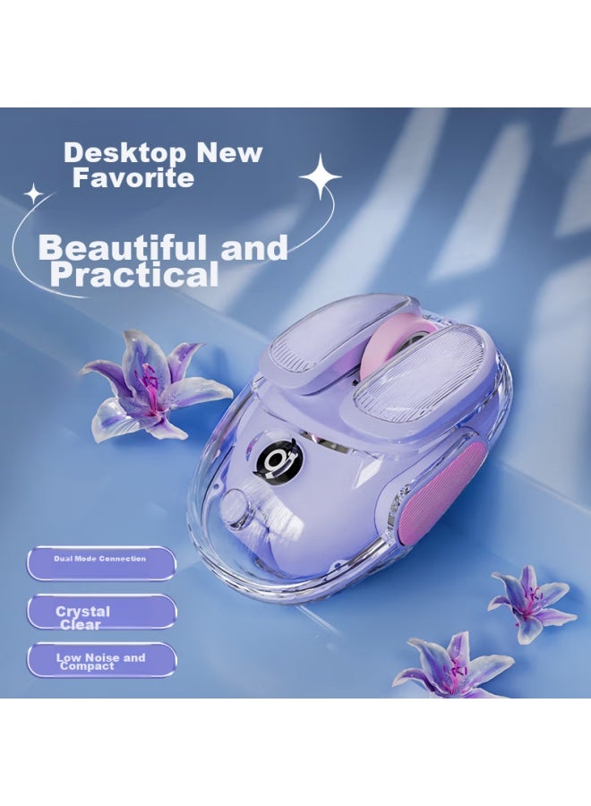 Eweadn Q9 Potato Wireless Bluetooth Dual-mode Transparent Mouse, Rechargeable Gaming Mouse For Pc And Laptop, Low-profile, Lightweight, Rgb Lighting Effects, Ice Purple - Image 2