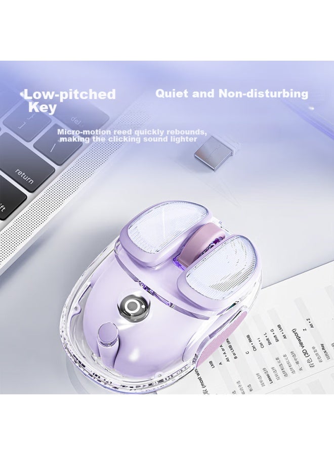 Eweadn Q9 Potato Wireless Bluetooth Dual-mode Transparent Mouse, Rechargeable Gaming Mouse For Pc And Laptop, Low-profile, Lightweight, Rgb Lighting Effects, Ice Purple - Image 5