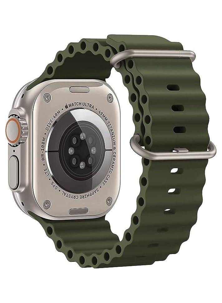Compatible for Apple Watch Ocean Band,Fluoroelastomer Titanium Buckle Adjustable Loop Sport Strap for Apple Watch Ultra 49 mm 38mm 40mm 42 mm 44mm 41mm 45mm Series Ultra/8/7/6/SE/5/4/3/2/1 Women Men