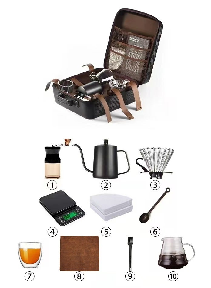 مجموعة قهوة V60 مكونة من 11 قطعة مع ماكينة قهوة تقطيرية وحقيبة سفر محمولة متكاملة. - Image 2