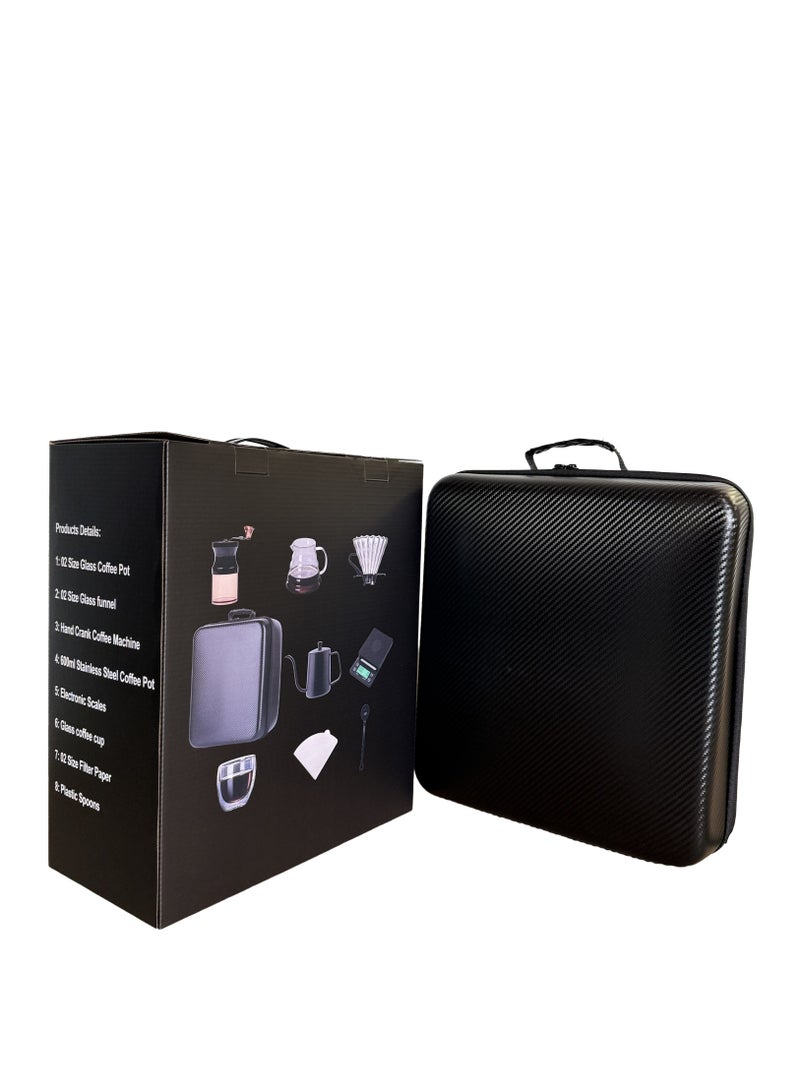 مجموعة قهوة V60 مكونة من 11 قطعة مع ماكينة قهوة تقطيرية وحقيبة سفر محمولة متكاملة. - Image 3