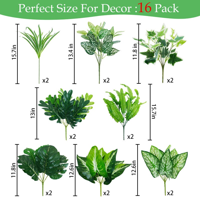 obbsie 16 Bunches Fake Plants Outdoor UV Resistant Artificial Bushes Green Boxwood Shrubs Faux Plastic Plants Greenery Stems for Spring Outdoor Garden Patio Front Porch Yard Home Decor - Image 3