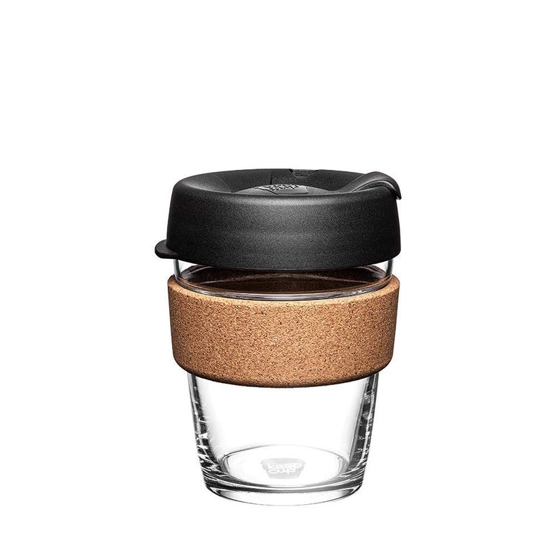 KeepCup كوب القهوة القابل لإعادة الاستخدام KeepCup Brew Cork - زجاج مقسى وفلين طبيعي، M 12oz/340ml - أسود - Image 1