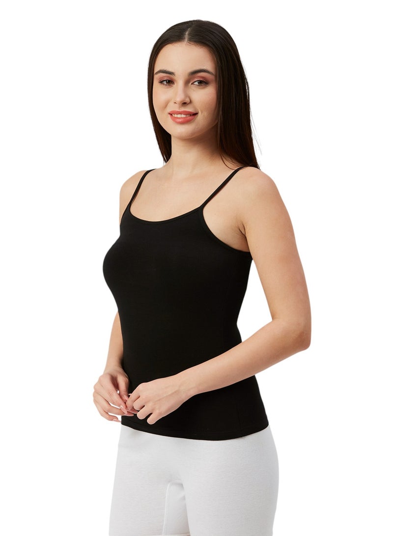 BYC WOMEN'S COTTON BLENDED CAMISOLE - BLACK - Image 3