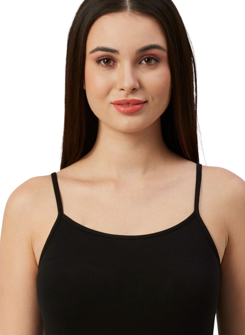 BYC WOMEN'S COTTON BLENDED CAMISOLE - BLACK - Image 5