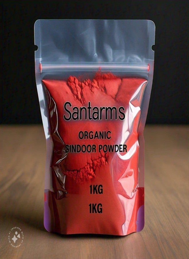 santarms مسحوق الكومكوم سيندور الطبيعي من سانتارمز للنساء - عبوة 1 كجم، مسحوق كومكوم أحمر عضوي لطقوس البوجا والتيلك والسوهاج | بدون آثار جانبية | لطقوس آمنة ومقدسة، بيع بالجملة - Image 1