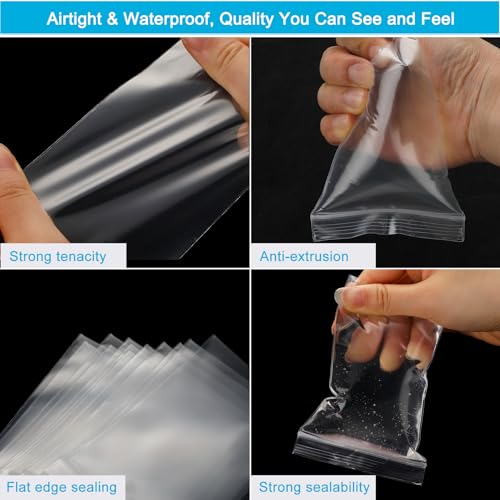 Enbreey 3''x 5'', (Pack of 100) 2 mil Thick Clear Plastic Reclosable Zip Poly Bags with Resealable Lock Seal Zipper for Photo, Jewelry, Bakery, Treats, Travel, Storage, Packaging & Shipping - Image 3