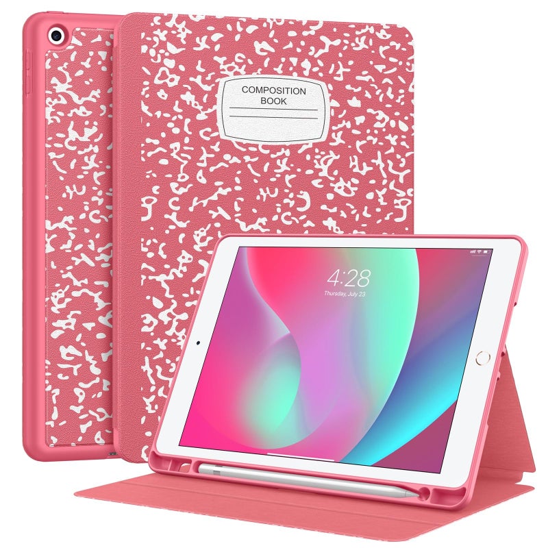 Supveco Case for iPad 9th/8th/7th Generation 10.2 inch (2021/2020/2019 Model) with Pencil Holder, Premium Folio Stand Case with Auto Wake/Sleep,Soft TPU Back Shell Cover for iPad 10.2 Inch-Watermelon - Image 1