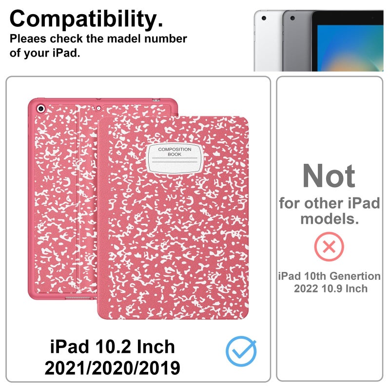 Supveco Case for iPad 9th/8th/7th Generation 10.2 inch (2021/2020/2019 Model) with Pencil Holder, Premium Folio Stand Case with Auto Wake/Sleep,Soft TPU Back Shell Cover for iPad 10.2 Inch-Watermelon - Image 2