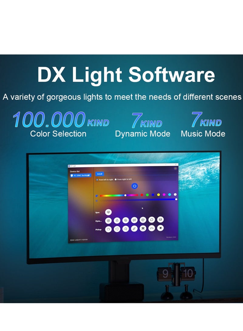 Furtey Gaming RGB Backlight for 27 Inches Computer Monitor,Yakiter Gaming LED Strip Light Sync with Screen Color & Music for Games Movies etc,Software Control,USB Powered - Image 3