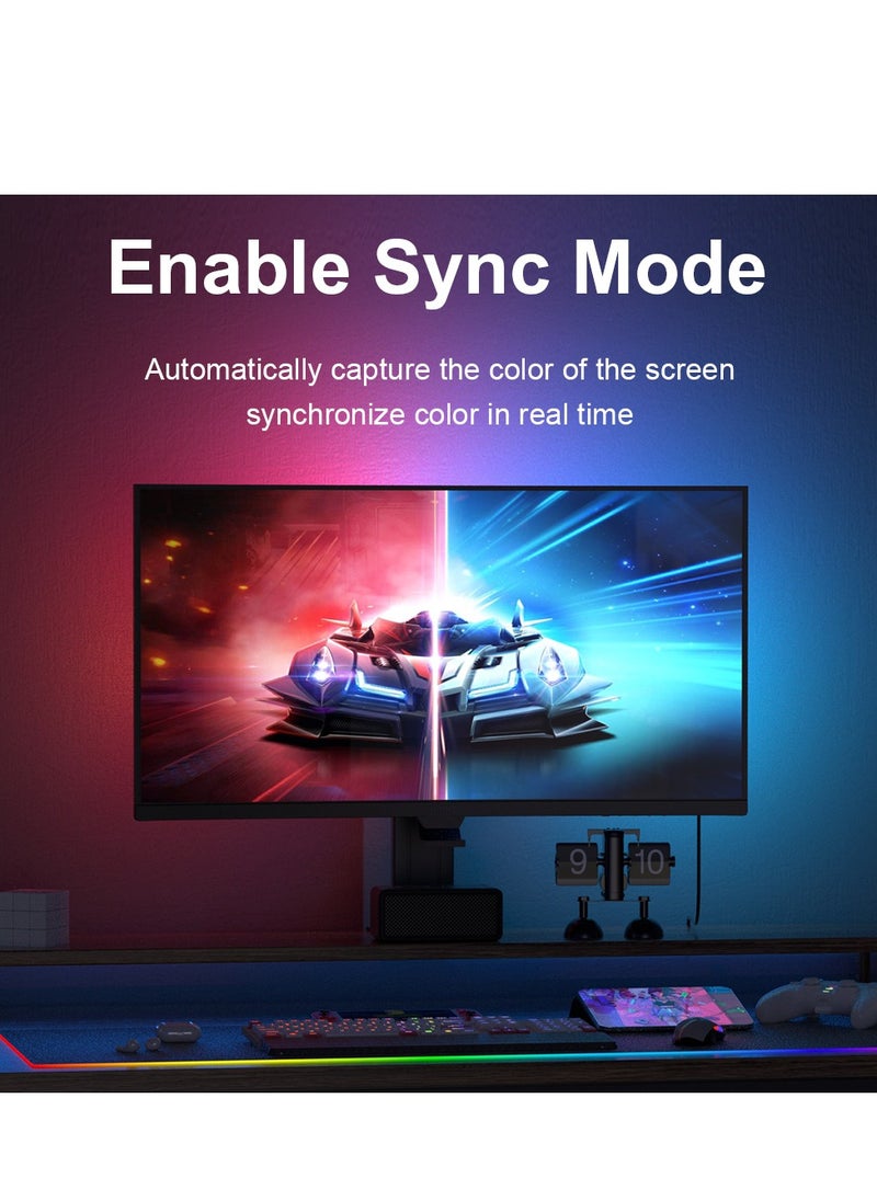 Furtey 27in Monitor Led Backlights, Led Strip Lights That Sync with Screen Color or Music, RGB Atmosphere Light Bar Behind Monitor, Usb Interface, Software Control, Supports Pc or Ma ﻿ (27 inches)  - Image 3