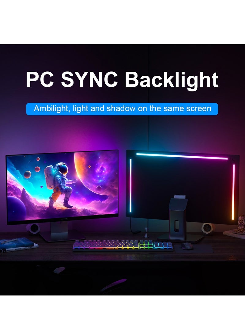 Furtey 27in Monitor Led Backlights, Led Strip Lights That Sync with Screen Color or Music, RGB Atmosphere Light Bar Behind Monitor, Usb Interface, Software Control, Supports Pc or Ma ﻿ (27 inches)  - Image 1
