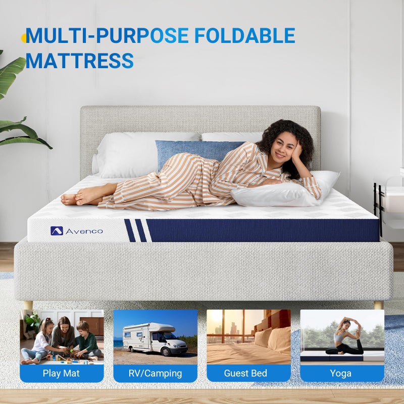 Avenco Foldable Mattress Single, Folding Mattress 4 Inch Memory Foam, Trifold Mattress Portable with Removable Cover & Detachable for Guest Room/Caravan/Camping/Travel, 75"x25"x4" - Image 4