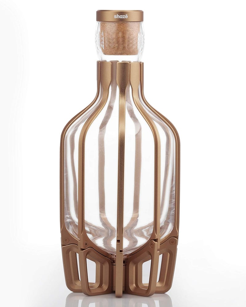 Shaze The Cage Whisky Decanter Hand Blown Crystal Glass Decanter Aluminium case Cork lid Barware Color Rose Gold - Image 1