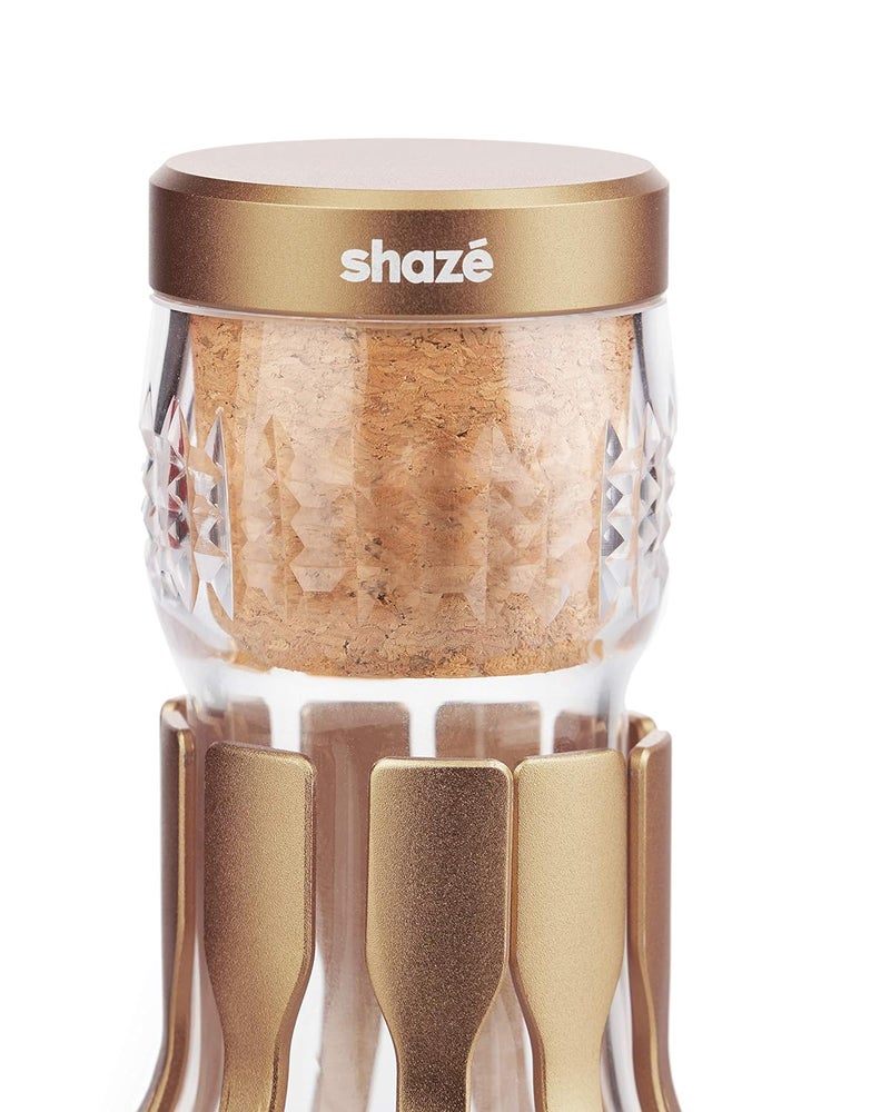 Shaze The Cage Whisky Decanter Hand Blown Crystal Glass Decanter Aluminium case Cork lid Barware Color Rose Gold - Image 2