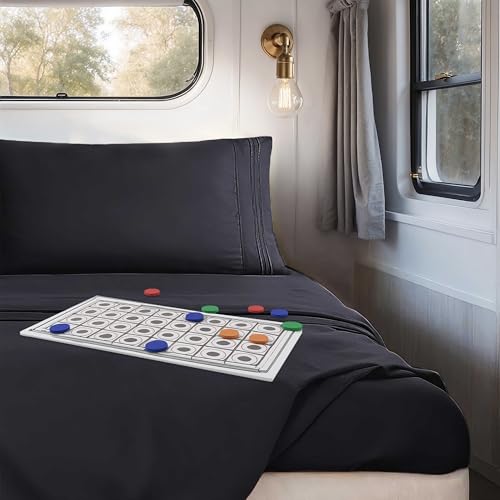 Nestl Black Short Queen Sheets for RV, Hotel Luxury RV Queen Sheets Set, 4 Piece Fitted Bed Sheet Set and Pillowcases, Super Soft, Wrinkle-Free, and Breathable Camper Bedding - Image 3