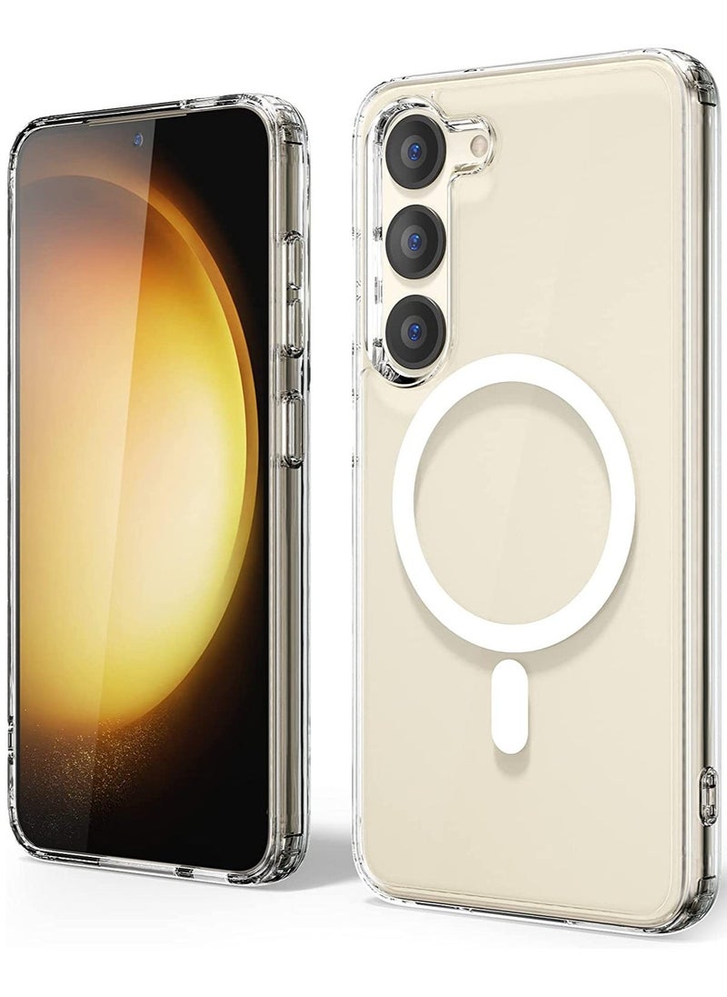 Raxoom Samsung Galaxy S23 Plus Magnetic Case Clear, Compatible with Magsafe Charging, Slim Fit Protective Cover for Galaxy S23 Plus, Shockproof Soft Silicone TPU Bumper, Crystal Clear Anti-Yellow - Image 1