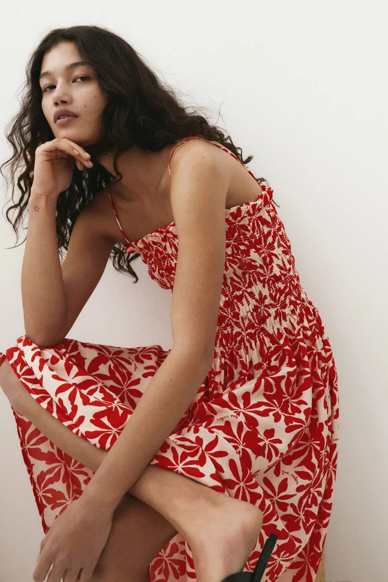 H&M Smocked-bodice strappy dress