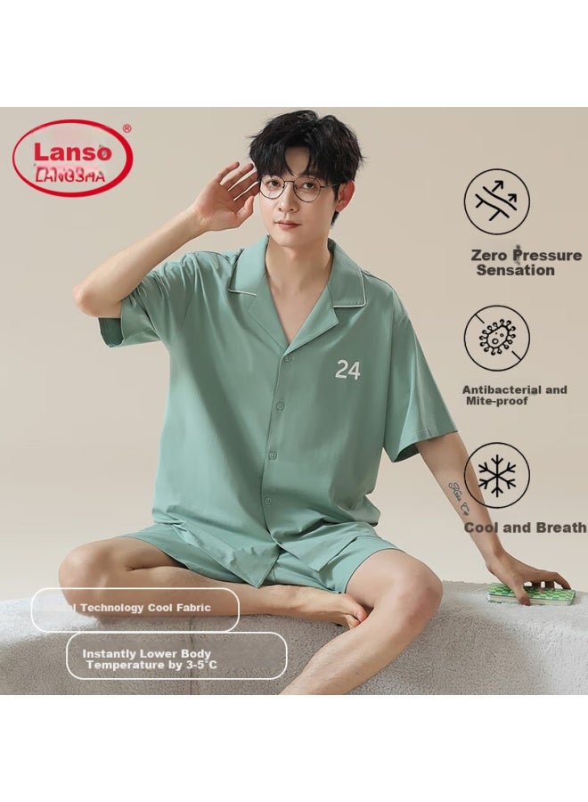 LANG SHA Langsha Men's Modal Cool Feeling Antibacterial Mite-proof Comfortable Breathable Home Suit Can Be Worn Out Youth Home Clothes - Image 1